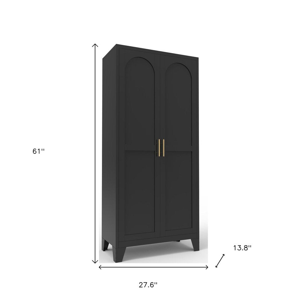 61" White Stainless Steel Pantry Or Storage Closet With Arched Panel Doors HomeRoots