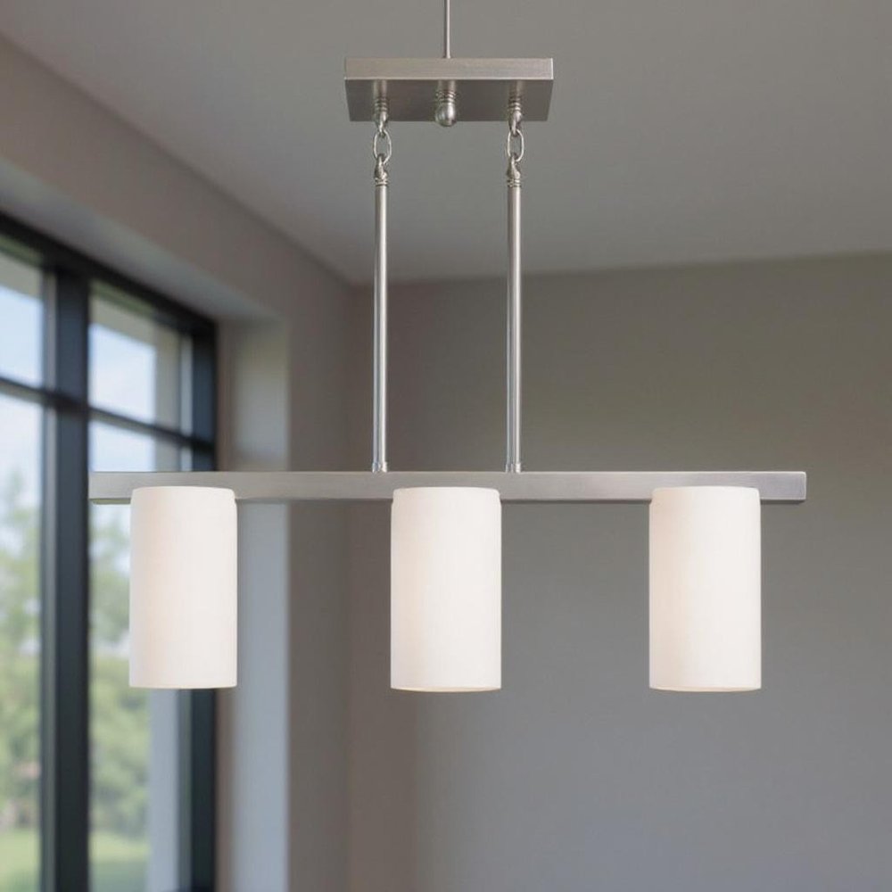Nickel And White Three Light Metal Dimmable Chandelier With Shades HomeRoots