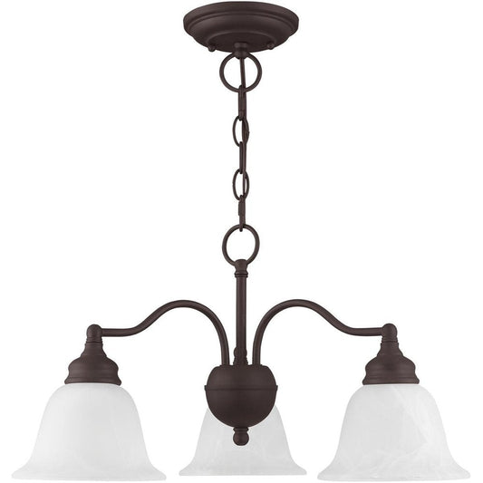 Bronze Three Light Metal Dimmable Chandelier With Shades HomeRoots
