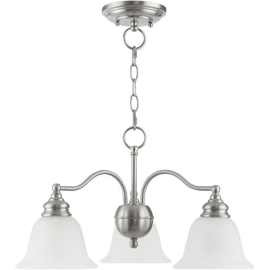 Nickel Three Light Metal Dimmable Chandelier With Shades HomeRoots