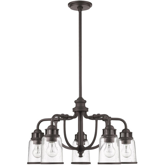 Bronze Five Light Metal Dimmable Chandelier With Shades HomeRoots