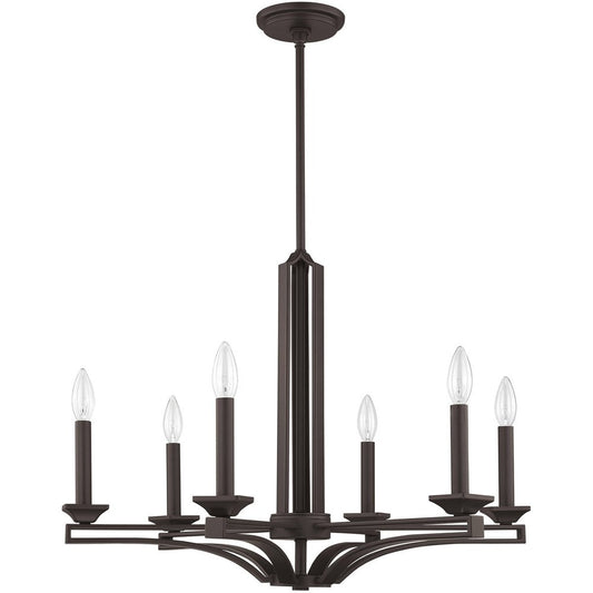 Bronze Six Light Metal Dimmable Chandelier With Shades HomeRoots