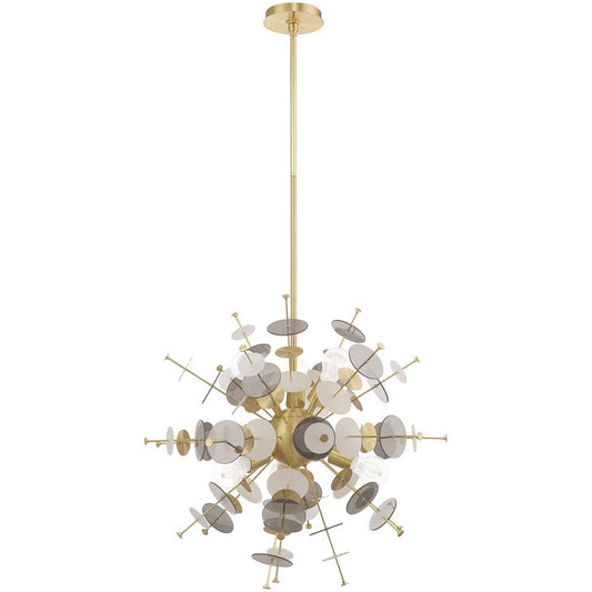Brass Six Light Metal Dimmable Chandelier With Shades HomeRoots
