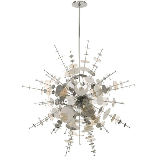 Silver Twelve Light Metal Dimmable Chandelier With Shades HomeRoots