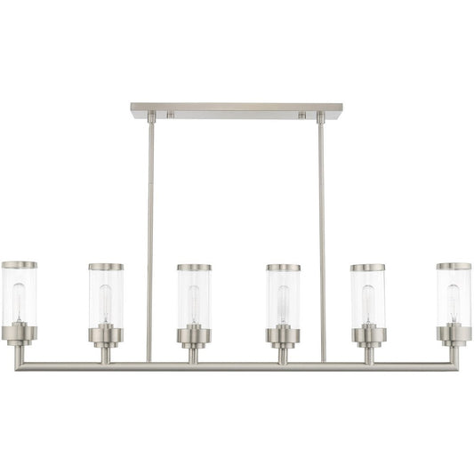 Nickel Six Light Metal Dimmable Chandelier With Shades HomeRoots