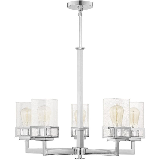 Silver Five Light Metal Dimmable Chandelier With Shades HomeRoots