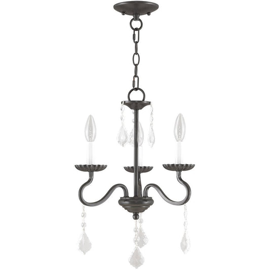 Bronze Three Light Metal Dimmable Chandelier With Shades HomeRoots