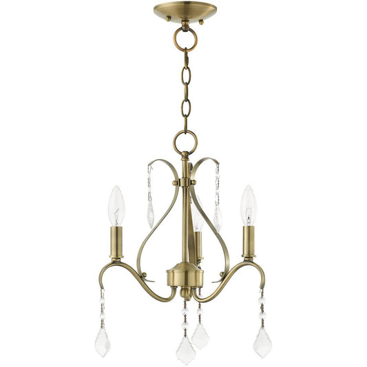 Antiqued Brass Three Light Metal Dimmable Chandelier With Shades HomeRoots