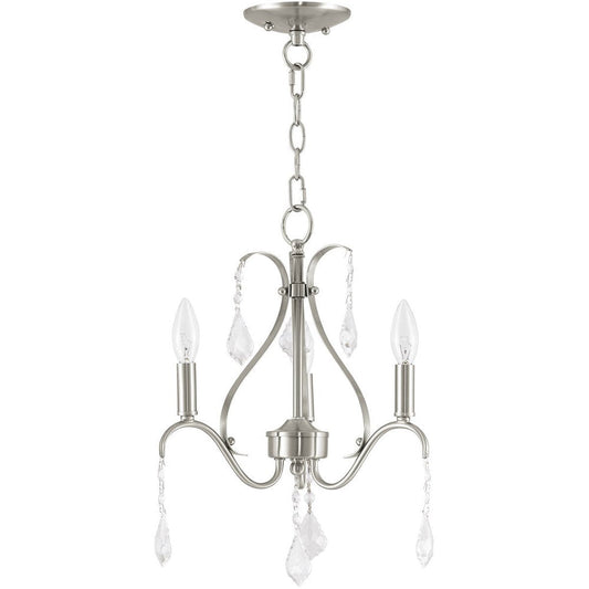 Nickel Three Light Metal Dimmable Chandelier With Shades HomeRoots