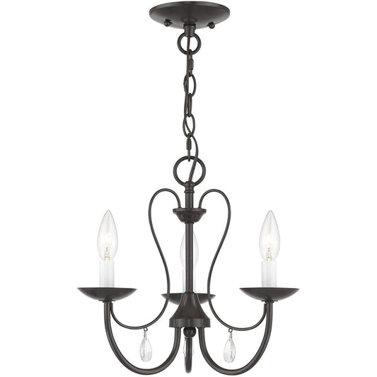 Bronze Three Light Metal Dimmable Chandelier With Shades HomeRoots