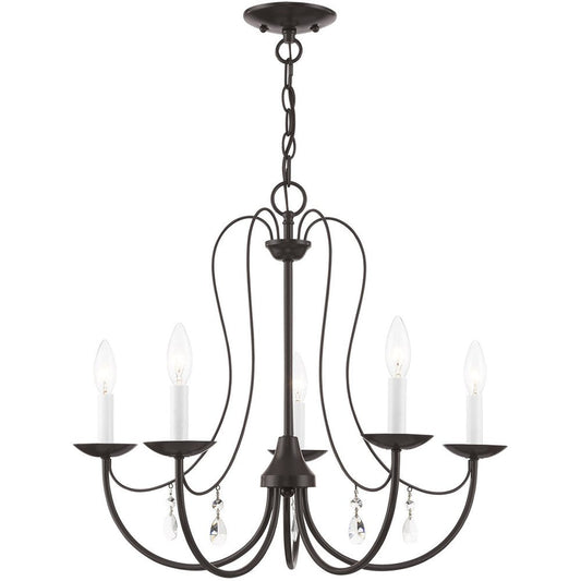 Bronze Five Light Metal Dimmable Chandelier With Shades HomeRoots
