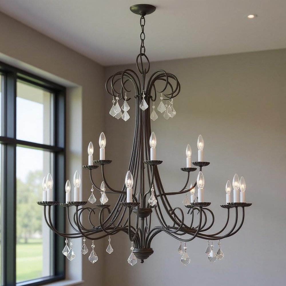 Bronze Multi Light Metal Dimmable Chandelier With Shades HomeRoots