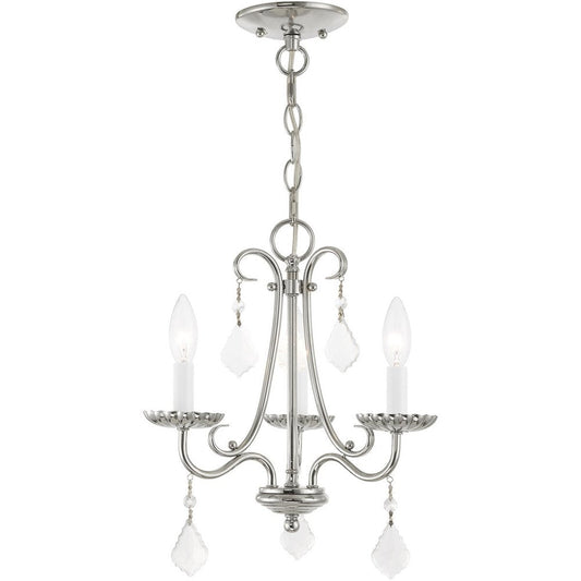 Silver Three Light Metal Dimmable Chandelier With Shades HomeRoots