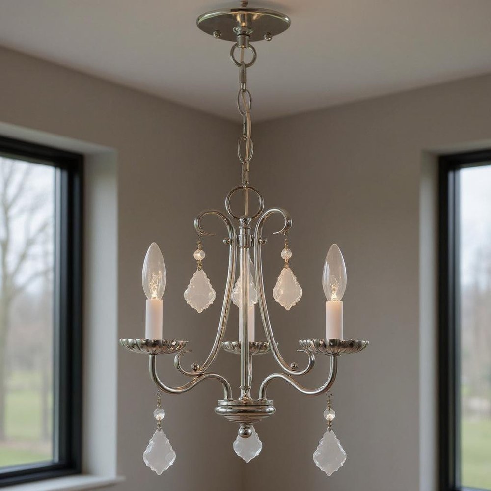 Three Light Dimmable Chandelier With Shades HomeRoots
