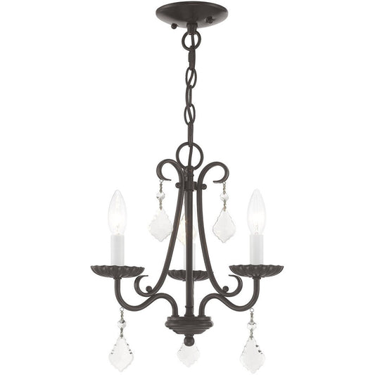 Bronze Three Light Metal Dimmable Chandelier With Shades HomeRoots
