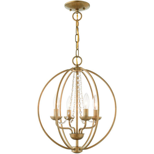 Gold Four Light Metal Dimmable Chandelier With Shades HomeRoots