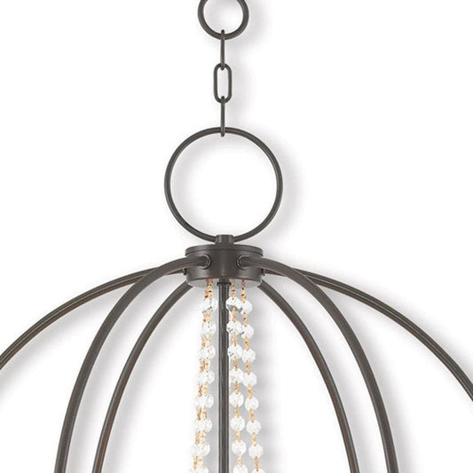 Bronze Five Light Metal Dimmable Chandelier With Shades HomeRoots