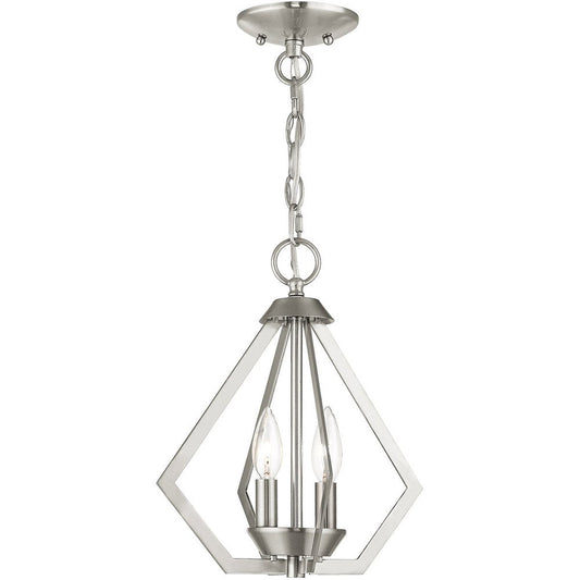 Nickel Two Light Metal Dimmable Chandelier With Shades HomeRoots