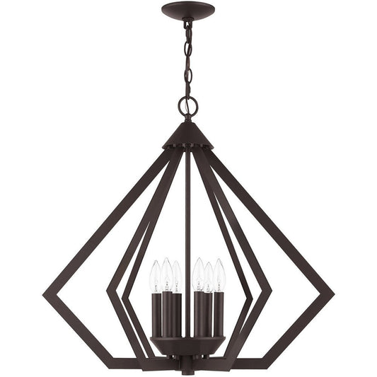 Bronze Six Light Metal Dimmable Chandelier With Shades HomeRoots
