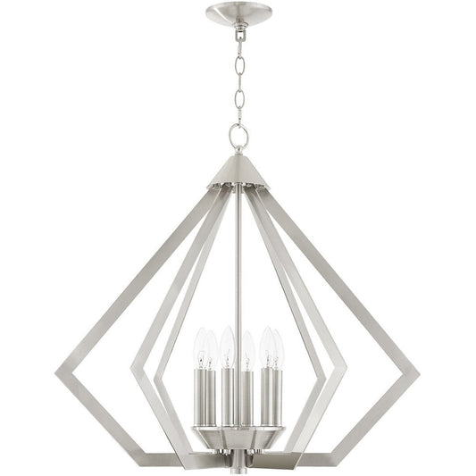 Nickel Six Light Metal Dimmable Chandelier With Shades HomeRoots