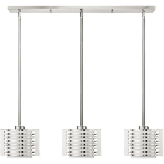Nickel Three Light Metal Dimmable Chandelier With Shades HomeRoots