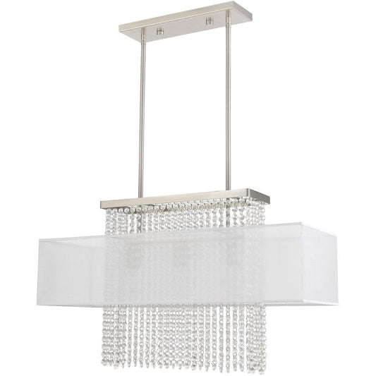 Nickel Three Light Metal Dimmable Chandelier With Shades HomeRoots
