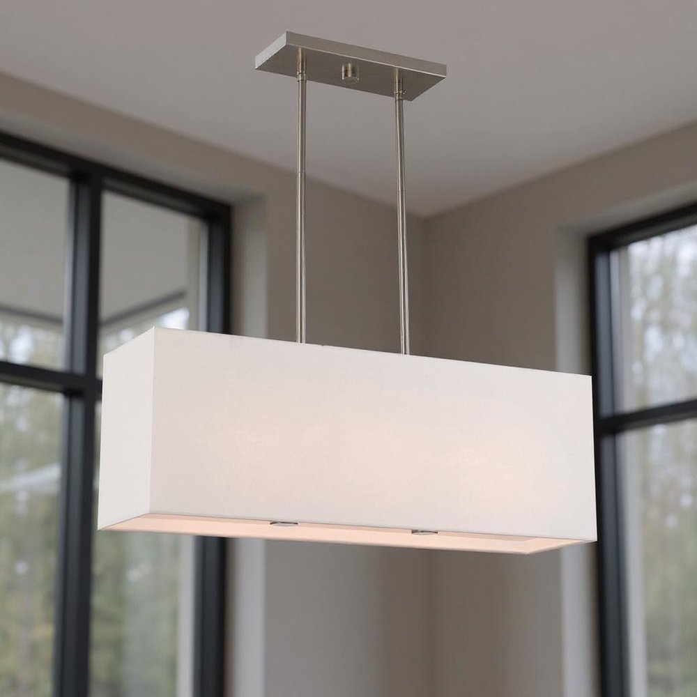 Nickel Three Light Metal Dimmable Chandelier With Shades HomeRoots
