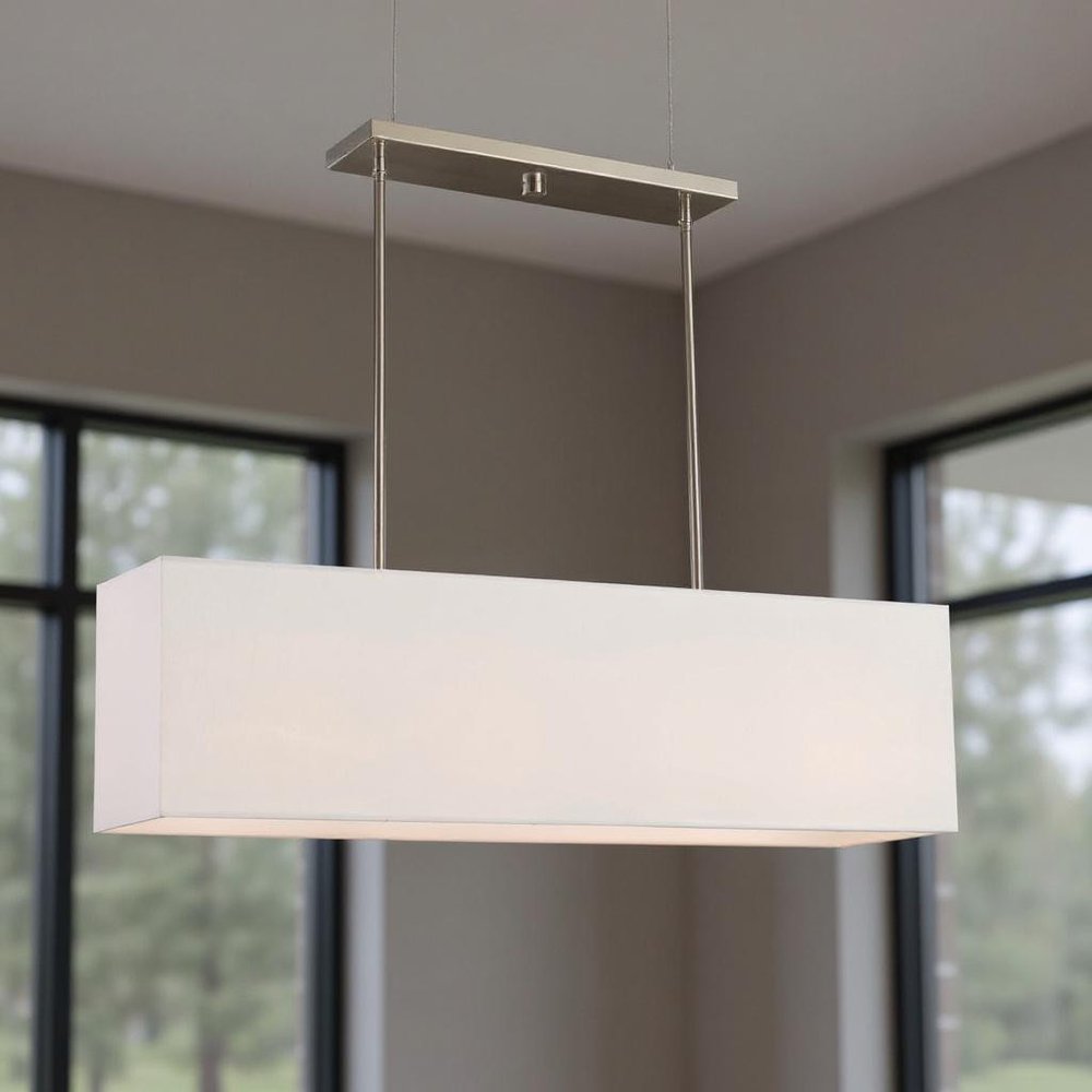 Nickel Four Light Metal Dimmable Chandelier With Shades HomeRoots