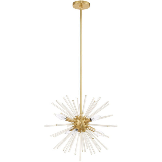 Brass Six Light Metal Dimmable Chandelier With Shades HomeRoots