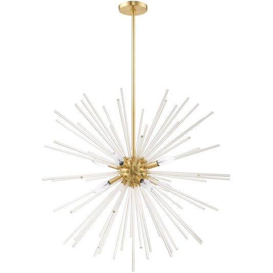 Brass Eight Light Metal Dimmable Chandelier With Shades HomeRoots