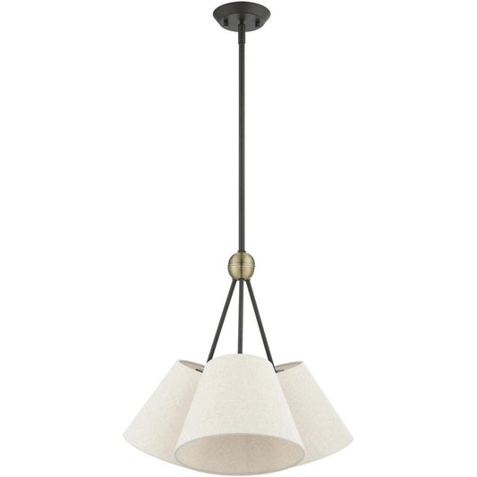 Bronze Three Light Metal Dimmable Chandelier With Shades HomeRoots