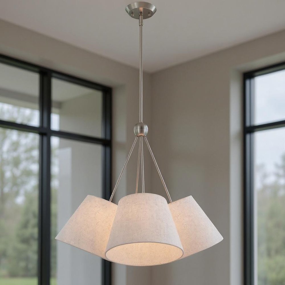 Nickel Four Light Metal Dimmable Chandelier With Shades HomeRoots