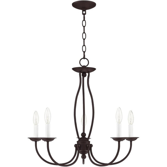 Bronze Five Light Metal Dimmable Chandelier With Shades HomeRoots