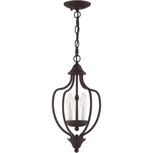 Bronze Three Light Metal Dimmable Chandelier With Shades HomeRoots