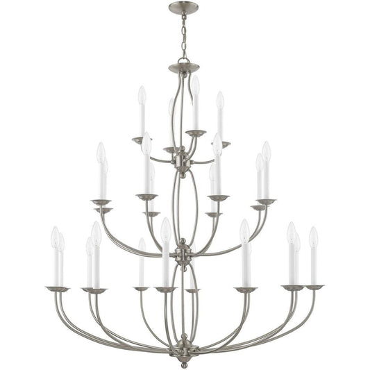 Nickel Multi Light Metal Dimmable Chandelier With Shades HomeRoots