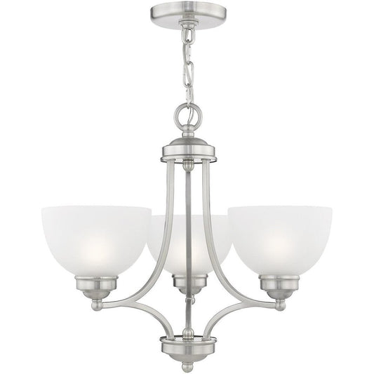Nickel Three Light Metal Dimmable Chandelier With Shades HomeRoots