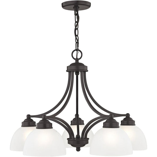 Bronze Five Light Metal Dimmable Chandelier With Shades HomeRoots