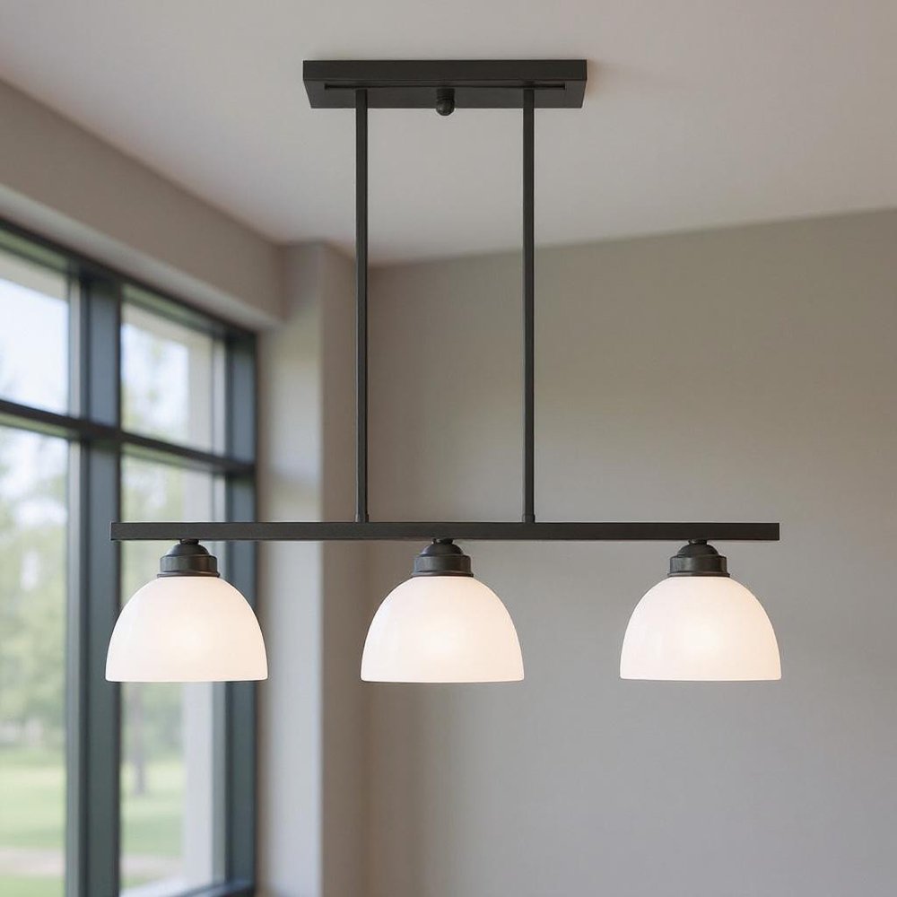 Bronze Three Light Metal Dimmable Chandelier With Shades HomeRoots