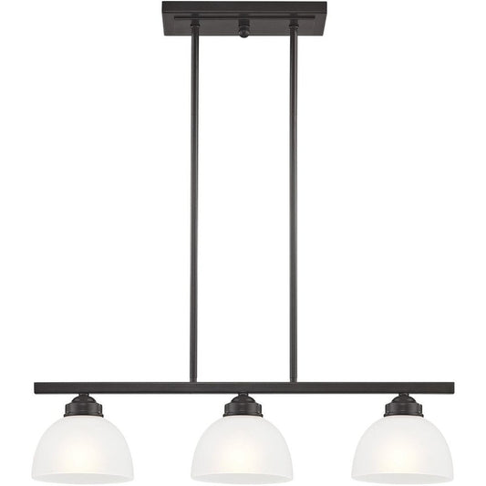 Bronze Three Light Metal Dimmable Chandelier With Shades HomeRoots