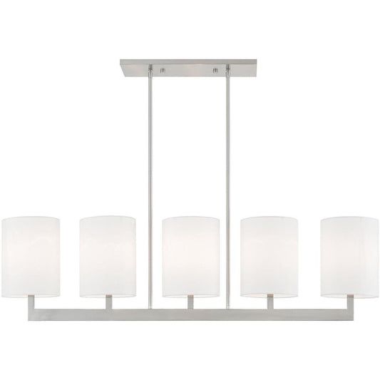 Nickel Five Light Metal Dimmable Chandelier With Shades HomeRoots