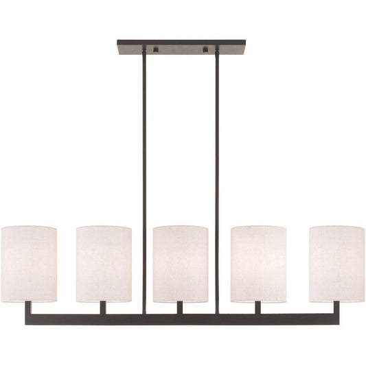 Bronze Five Light Metal Dimmable Chandelier With Shades HomeRoots