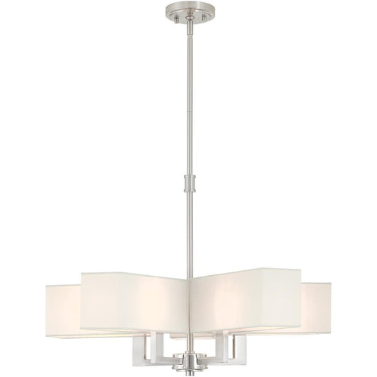 Nickel Five Light Metal Dimmable Chandelier With Shades HomeRoots
