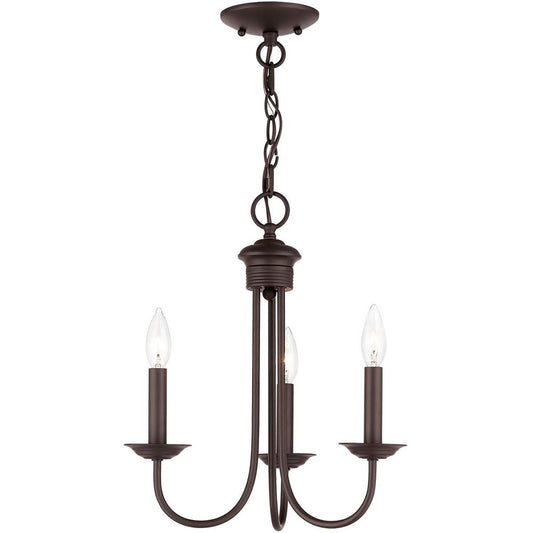 Bronze Three Light Metal Dimmable Chandelier With Shades HomeRoots