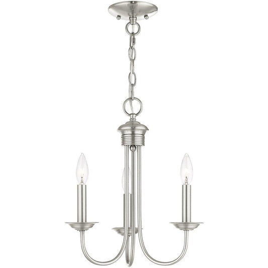 Nickel Three Light Metal Dimmable Chandelier With Shades HomeRoots