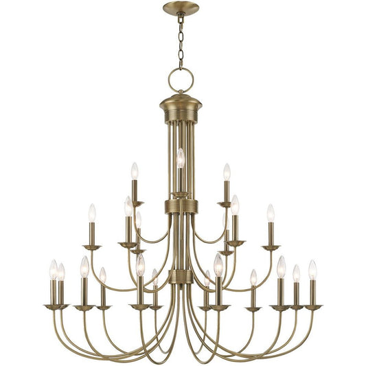 Antiqued Brass Multi Light Metal Dimmable Chandelier With Shades HomeRoots