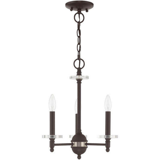 Bronze Three Light Metal Dimmable Chandelier With Shades HomeRoots