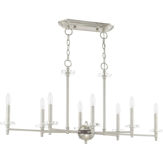 Nickel Eight Light Metal Dimmable Chandelier With Shades HomeRoots