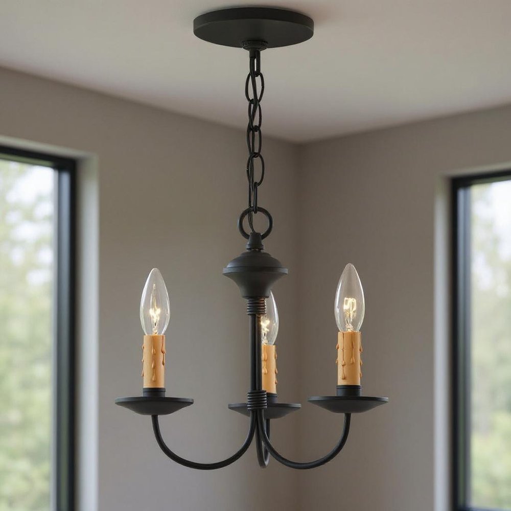 Black Three Light Metal Dimmable Chandelier With Shades HomeRoots