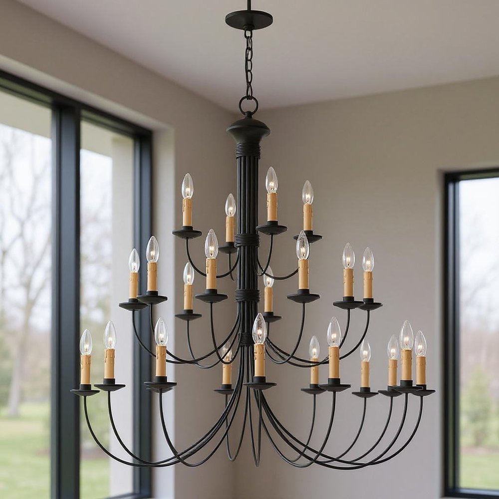 Black Multi Light Metal Dimmable Chandelier With Shades HomeRoots