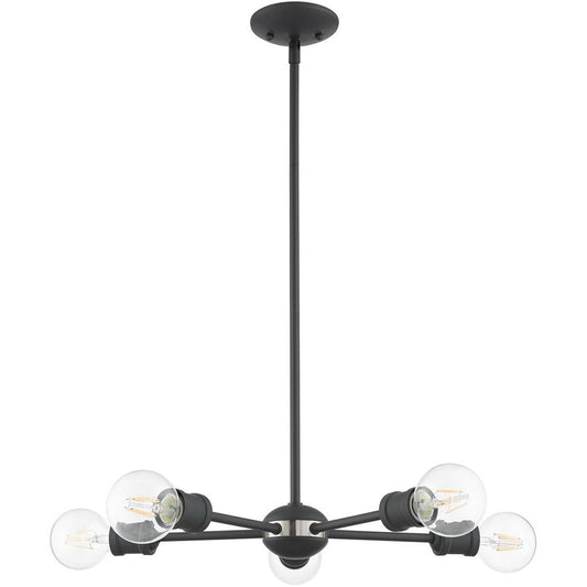 Gray Five Light Metal Dimmable Chandelier With Shades HomeRoots